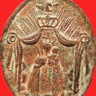 Antique Blessed Virgin Mary Religious Medal Old Spanish Pendant Found
