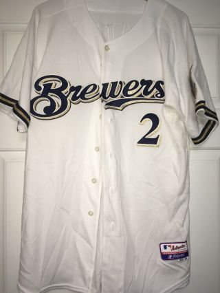 Bill Hall Milwaukee Brewers Authentic Majestic Jersey Size 48