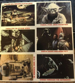 Vintage Star Wars Empire Strikes Back Uncut Cards Boba Fett Burger King 1980
