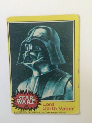 1977 Topps Star Wars Lord Darth Vader 196 Yellow Series