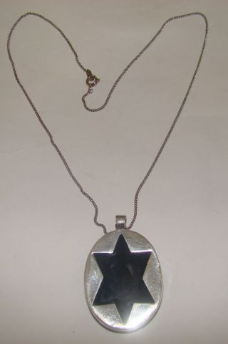 jewish judaica sterling silver 925 vintage israel pendant star of david stone 2