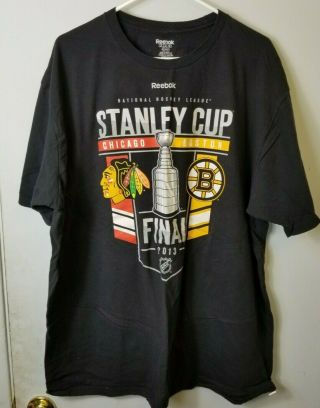 2013 Nhl Stanley Cup Finals Blackhawks Vs.  Bruins Black T - Shirt Size 2xl