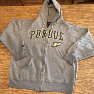 Purdue University Boilermakers Full Zip Hoodie Sweatshirt Jacket Distressed L