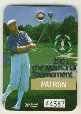 2001 Memorial Tournament Ticket Badge Tiger Woods Wins 28