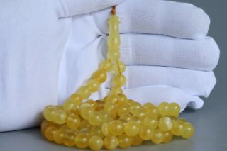 Natural Baltic Amber Rosary Misbah 32.  2g 8.  0mm 99 Beads Tesbih Raw Balls
