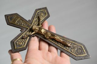 ⭐ Vintage Religious Cross,  Bronze Crucifix,  Art Deco⭐
