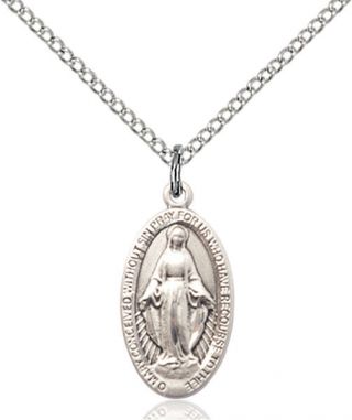 925 Sterling Silver Our Lady Grace Miraculous Virgin Mary Medal Necklace Pendant