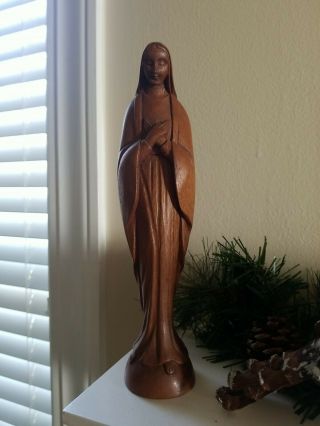 Jose Pinal Wood Carving Madonna Mary Mother Of Jesus 10 " Tall Signed