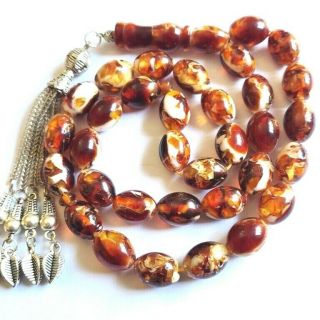 German 33 Amber Multi Color Bakelite Prayer Beads Komboloi Beads فاتوران Faturan