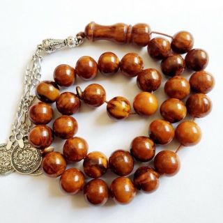 33 Amber German Bakelite Wood Color 33 Prayer Beads Komboloi Beads Faturan