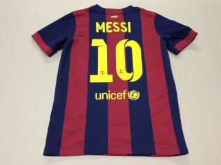 2014 Fcb Barcelona Lionel Messi Nike Dri - Fit Soccer Jersey Youth Kids Large