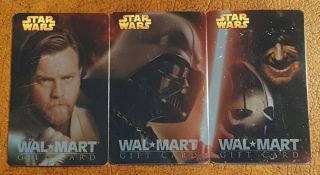 Star Wars Walmart Gift Card Set Complete With All 3 Unscratched Cards