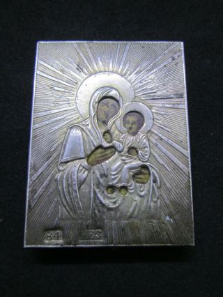 Small Icon Tsarist Russia Silver 84 Orthodox Icon Of The Kazan Mother Of God