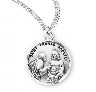 St Saint Thomas The Apostle 7/8 " Sterling Silver Rd Medal,  20 " Chain S9651