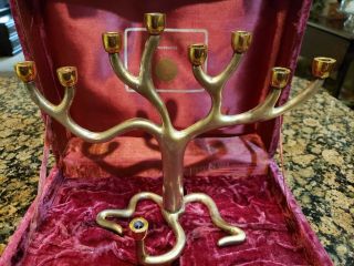 Sandra Kravitz Judaica Tree of Life Menorah Candle Holder in velvet box 2