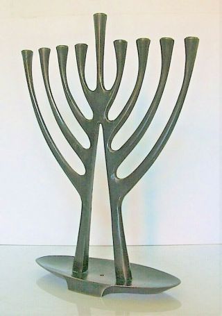 Pal Bell Bronze Hanukkah Menorah Early Israeli C.  1950