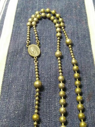 1916 WWI US Military Issued Soldier ' s Rosary Solid Metal Ball Chain 3