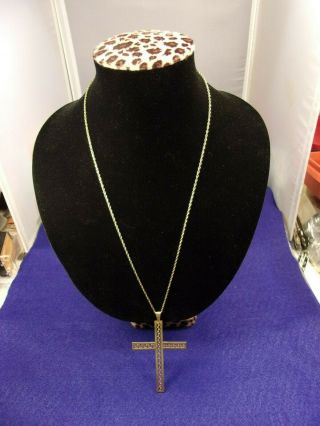 6 Of 6,  Very Large Vtg " Van Dell " Yellow Gold Filled Cross Pendant,  Necklace