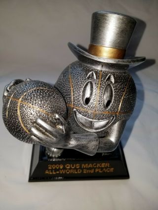 2009 Gus Macker Basketball All World 2nd Place Top Hat Mascot Trophy Silver Tone