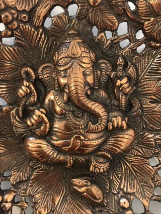 Lord Ganesha Copper Plated Wall Hanging Elephant God Hindu Art