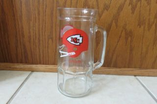 Vintage Glass Fisher Peanut Jar Beer Mug Stein Kansas City Chiefs NFL 3