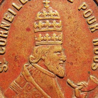 Antique Pope St Cornelius Religious Medal Rare French Pendant