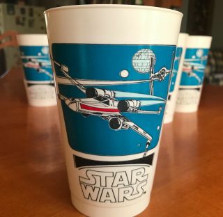 Vintage 1977 Coca Cola Star Wars Plastic Cups 2,  The Final Chase