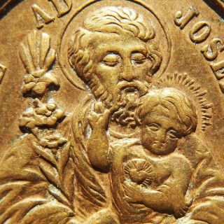 Antique St Joseph Religious Medal Old 19th Century Miraculous Virgin Charm