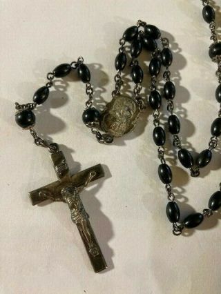 Vintage Creed Sterling Rosary with Beads plastic case with medallion 2
