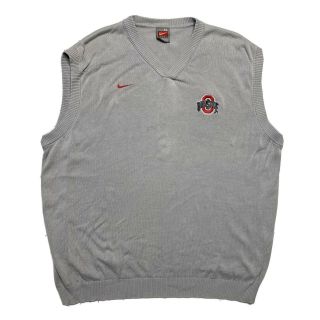 Nike Team Ohio State Sweater Vest Mens Size Xl Silk Cotton Blend Gray Buckeyes