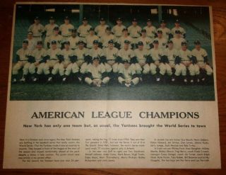 1958 York Yankees Team Photo Al Champions World Series 10/05/1958