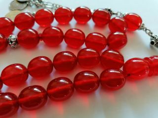 German Faturan Cherry Amber Bakelite 34 Prayer Beads Tesbih Misbaha Rosary 3