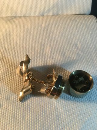 Antique Vintage Silver Pill Box Dangled Locket Pin Brooch & Tiny Rosary