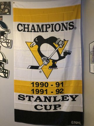 Pittsburgh Penguins Nhl Stanley Cup 91 - 92 Championship Hockey Banner 3x5 Flag