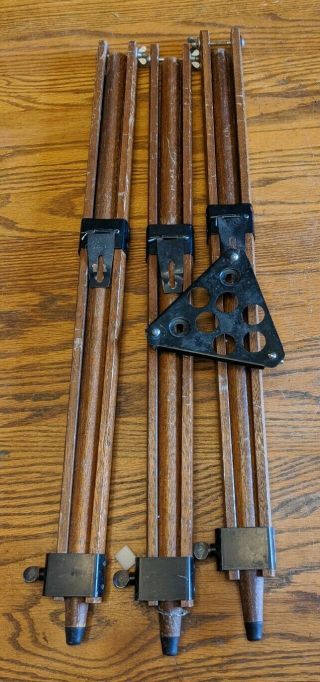 Antique - Vtg Wood Folding Tripod Parts Rack Holder Stand Survey Measuring Camera