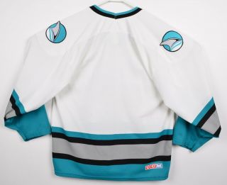 Vintage 90s San Jose Sharks Men ' s Medium CCM Maska Air - Knit Sewn Hockey Jersey 3
