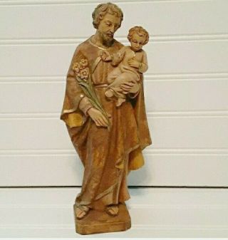 St.  Joseph Holding Jesus Statue Signed Malsiner H.  Made In Italy 9.  5 "