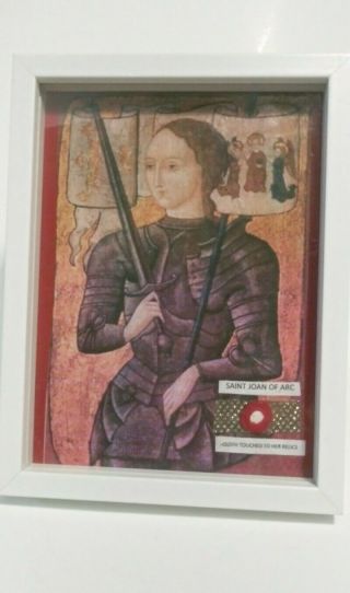 Saint Joan Of Arc Holy 3rd Class Cloth Relic Reliquary Glass Front Wooden Frame