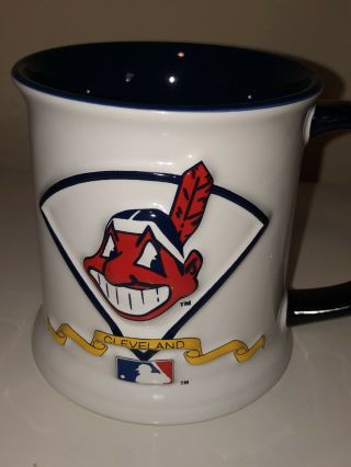 Vintage 3d Cleveland Indians Chief 24oz Coffee Mug.  Rare Home Base Plate Style.