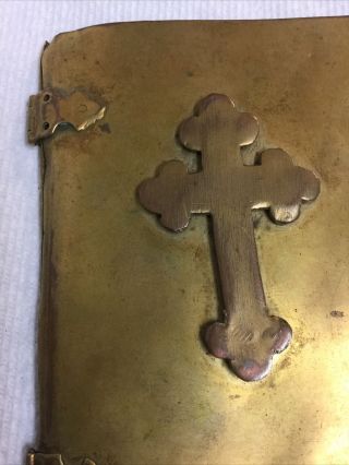 Antique Arts & Crafts Brass Clasp & Hinged Cover for Prayer Book Bible 3.  5 