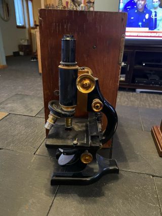 Vintage Spencer Buffalo 3 Lens Medical Microscope In Case