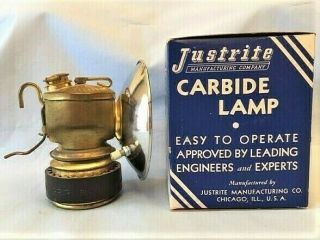 NOS JUSTRITE Miners Carbide Lamp w/ Box & Directions,  mining caving coal 3