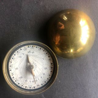 Antique Pocket Sundial/compass By Castles London,  1860/80