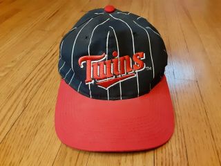 Vintage Minnesota Twins Pin Striped Starter Snapback Cap Hat Rare