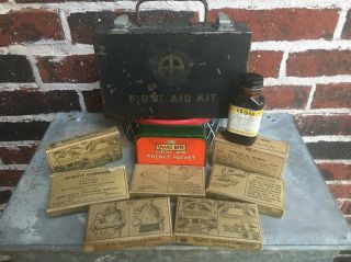 Vintage Mine Safety Appliances Co First Aid Kit With Rare Davis Snake Bite Kit