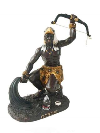 12 " Statue Orisha Ochosi Yoruba Santeria Guerrero Warrior Figure African God