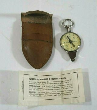 Vintage Compass Measuring Hikers Tool W/sheath Made In West Germany