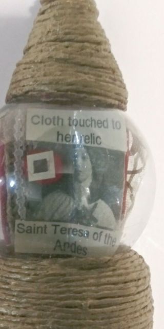 Saint Teresa Of The Andes 3rd Class Cloth Relic Rustic Handcrafted Reliquary