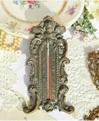 Collectibles Vintage Antique Instrument Rare Old Thermometer Brass Italy 1960