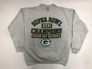 Vtg 1997 Green Bay Packers Bowl Xxxi Champions Crewneck Sweatshirt L